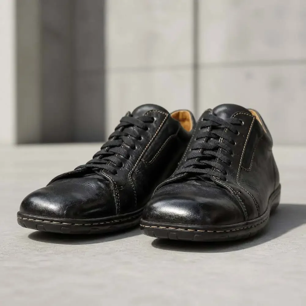 Born M3258 Men's Black Leather Casual Lace-Up Shoes